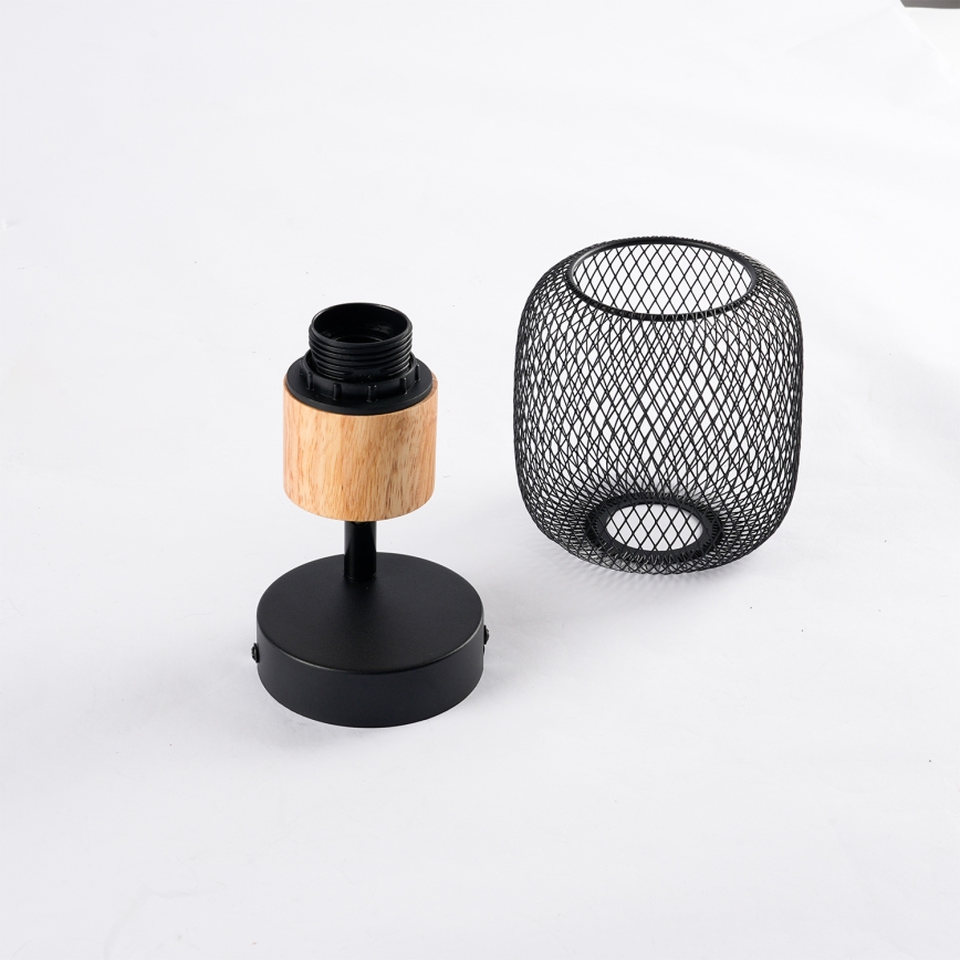 Brilagi - Wandspot BASKLITE 1xE27/15W/230V Kautschukholz/schwarz