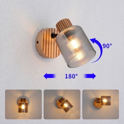 Brilagi - Wandspot HYGGE 1xE14/15W/230V Holz/rauchgrau