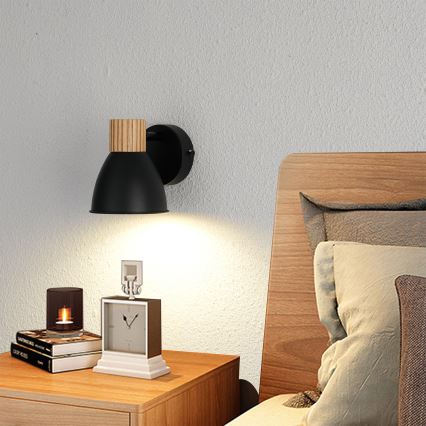 Brilagi - Wandspot ODENSE 1xE14/10W/230V Kautschukholz/Schwarz