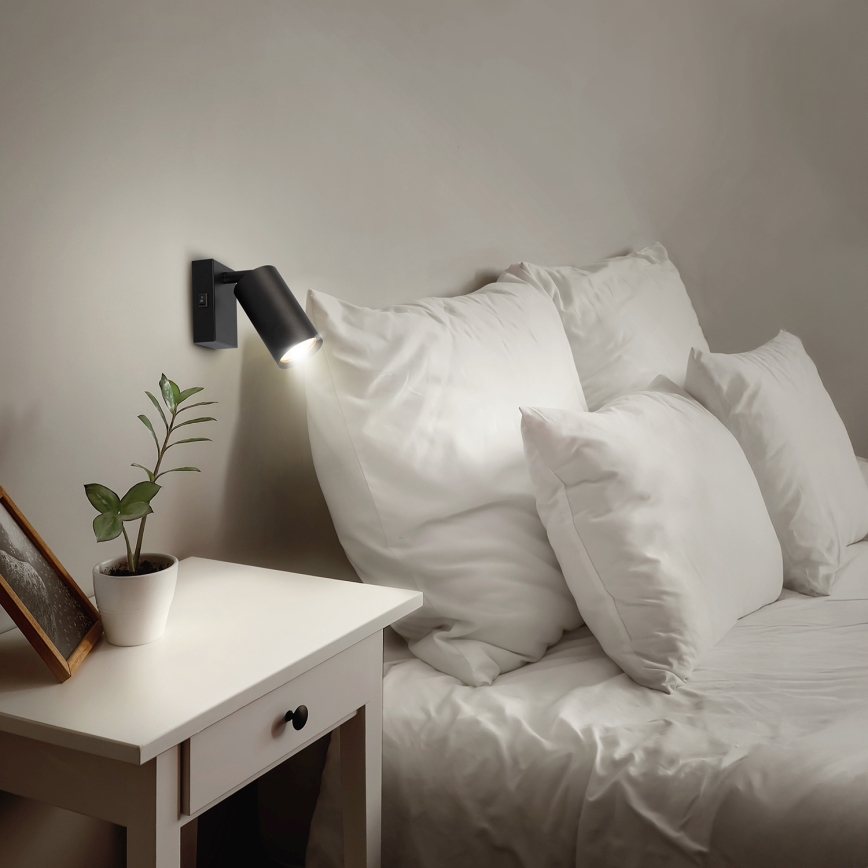 Brilagi - Wand-Spotleuchte mit Schalter SELE 1xGU10/30W/230V schwarz