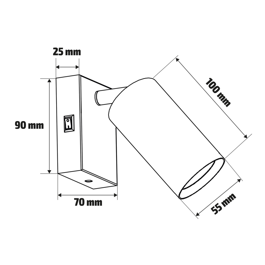 Brilagi - Wand-Spotleuchte mit Schalter SELE 1xGU10/30W/230V schwarz
