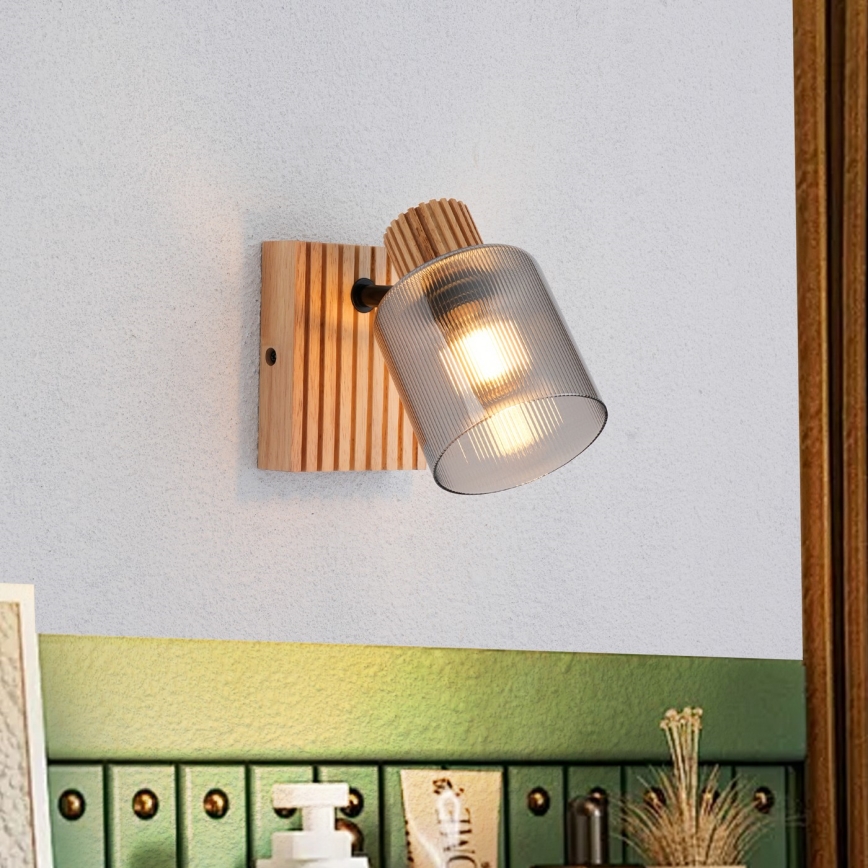 Brilagi - Wandstrahler HYGGE 1xE14/15W/230V Gummibaumholz/rauchfarben