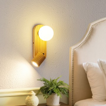 Brilagi - Wandstrahler MODERN WOOD 1xG9/5W/230V + 1xGU10/8W Gummibaumholz