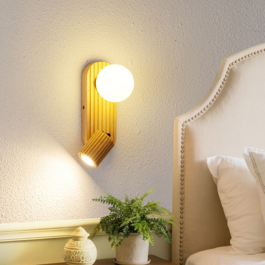 Brilagi - Wandstrahler MODERN WOOD 1xG9/5W/230V + 1xGU10/8W Gummibaumholz