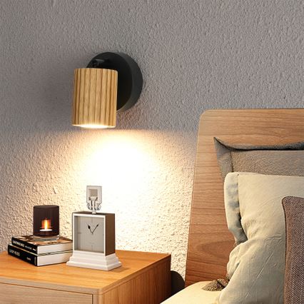 Brilagi - Wandstrahler MODERN WOOD 1xGU10/8W/230V Holz/Schwarz