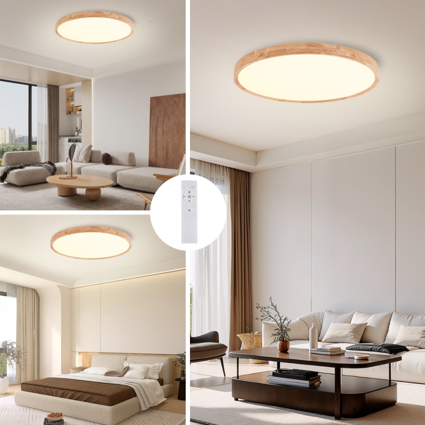 Brilagi - WOODROUND LED/70W/230V 3000–6000K Ø 80 cm Holz-Deckenleuchte, dimmbar, CRI 90 + Fernbedienung