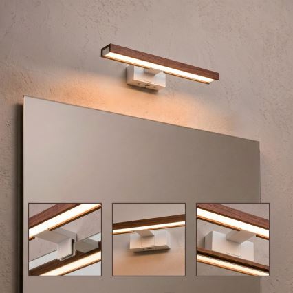 Brilagi - LED-Spiegelbeleuchtung für das Badezimmer 3-in-1 WOODY MIRROR LED/8W/230V 40 cm IP44 weiß/Eiche-Kirsche