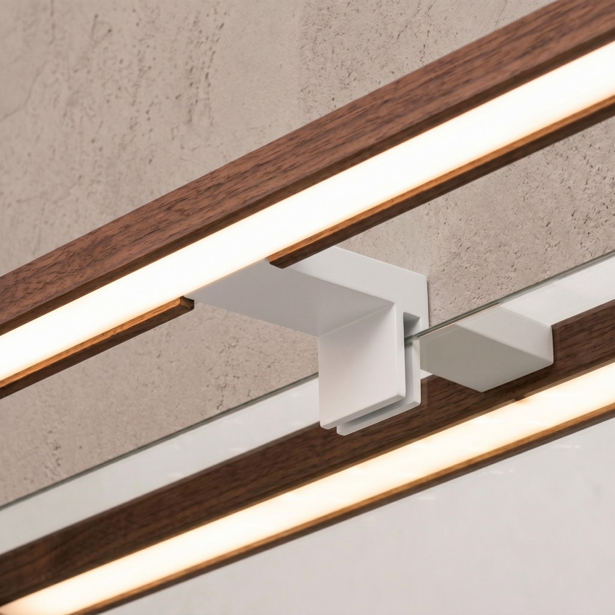Brilagi - LED-Spiegelbeleuchtung für das Badezimmer 3-in-1 WOODY MIRROR LED/8W/230V 40 cm IP44 weiß/Eiche-Kirsche