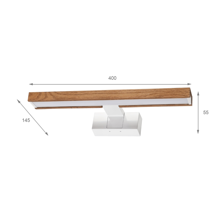 Brilagi - LED-Spiegelbeleuchtung für das Badezimmer 3-in-1 WOODY MIRROR LED/8W/230V 40 cm IP44 weiß/Eiche-Kirsche