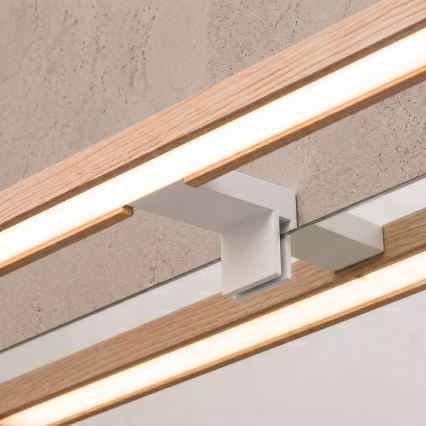 Brilagi - 3-in-1 LED-Badspiegelleuchte WOODY MIRROR LED/8W/230V 40 cm IP44 weiß/Eiche