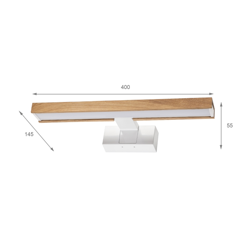 Brilagi - 3-in-1 LED-Badspiegelleuchte WOODY MIRROR LED/8W/230V 40 cm IP44 weiß/Eiche