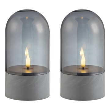 Brilliant - 2er-Set LED-Kerzen ILLUSION LED/2xAA IP44 grau/rauchschwarz