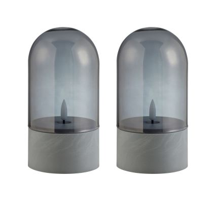 Brilliant - 2er-Set LED-Kerzen ILLUSION LED/2xAA IP44 grau/rauchschwarz