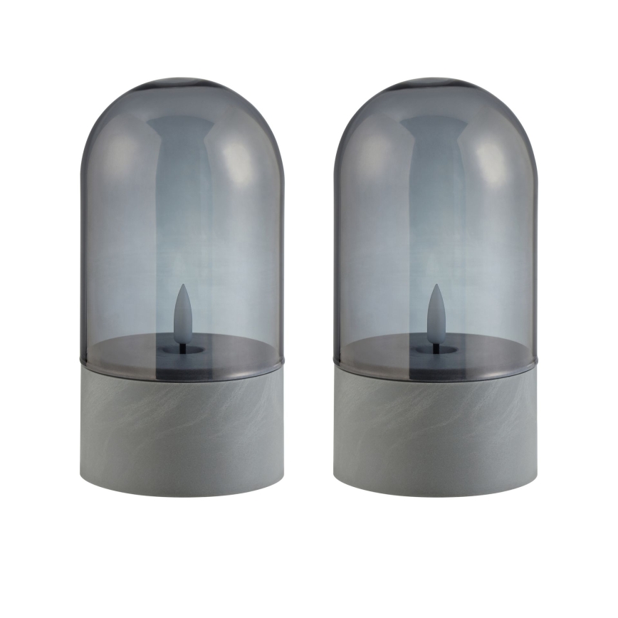 Brilliant - 2er-Set LED-Kerzen ILLUSION LED/2xAA IP44 grau/rauchschwarz