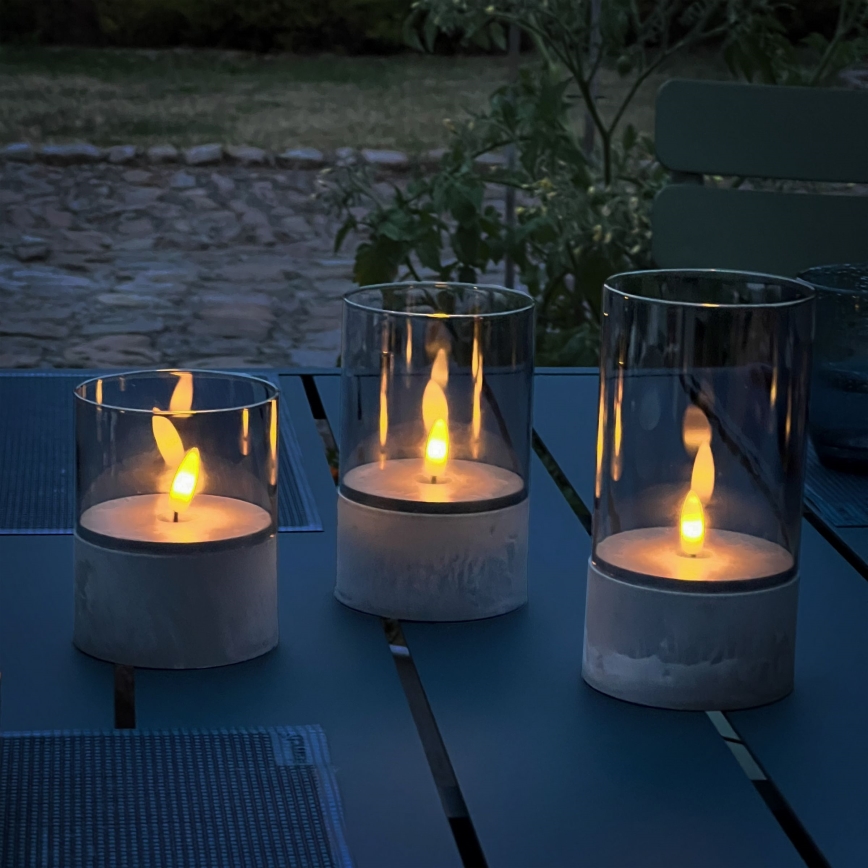 Brilliant - 3er Set LED-Kerze BOUGIE LED/2xAA IP44 grau/rauchfarben