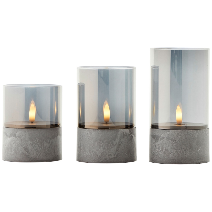 Brilliant - 3er Set LED-Kerze BOUGIE LED/2xAA IP44 grau/rauchfarben