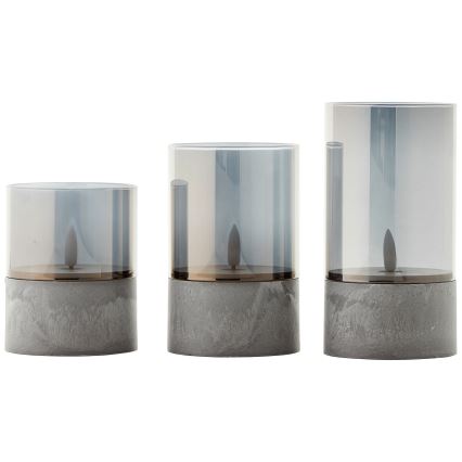 Brilliant - 3er Set LED-Kerze BOUGIE LED/2xAA IP44 grau/rauchfarben
