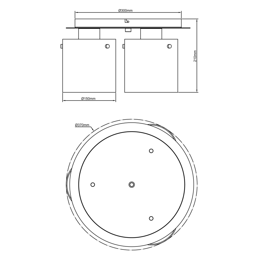 Brilliant - Deckenleuchte BETH 3xE27/60W/230V Ø 37 cm schwarz/rauchfarben