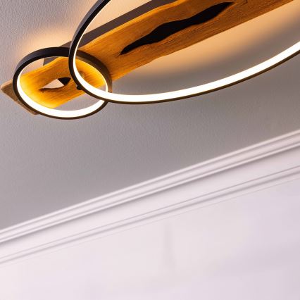 Brilliant - LED-dimmbare Deckenleuchte PIRUS LED/30W/230V 30x70 cm Gummibaumholz