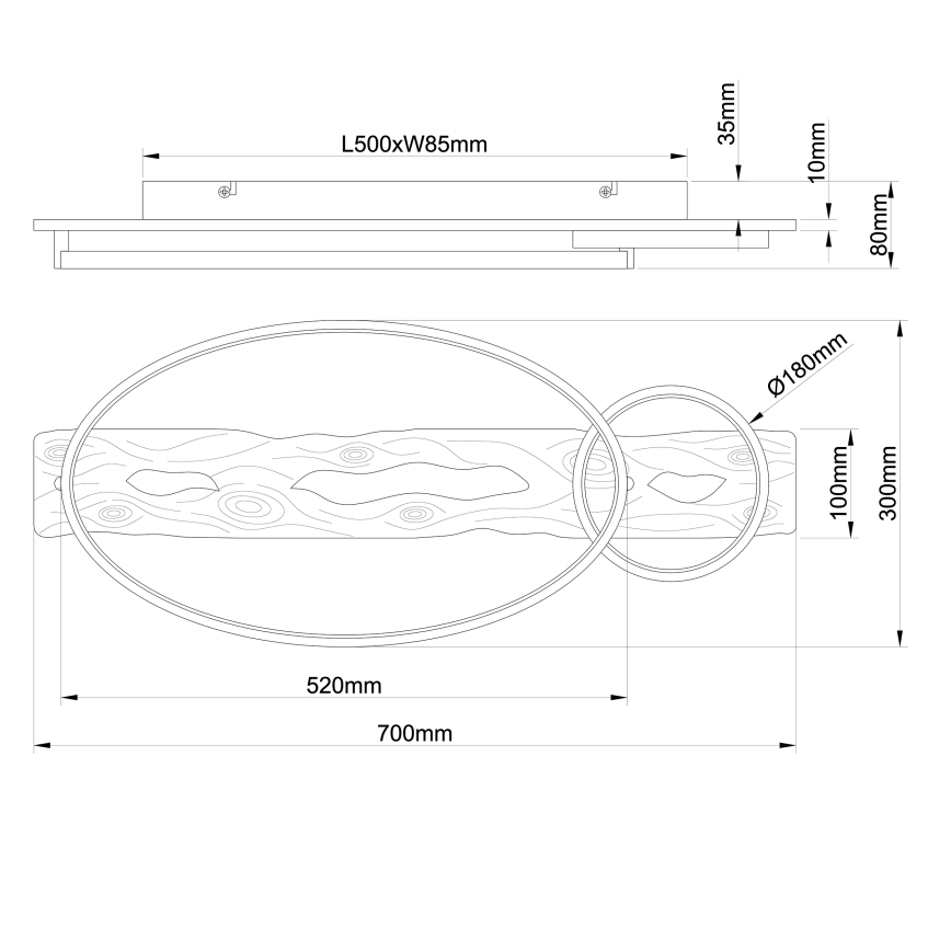 Brilliant - LED-dimmbare Deckenleuchte PIRUS LED/30W/230V 30x70 cm Gummibaumholz
