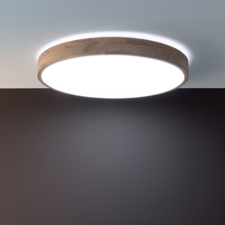Brilliant - LED-dimmbare Deckenleuchte SLIMLINE LED/60W/230V 3000-6500K Ø 45 cm Gummibaumholz + Fernbedienung