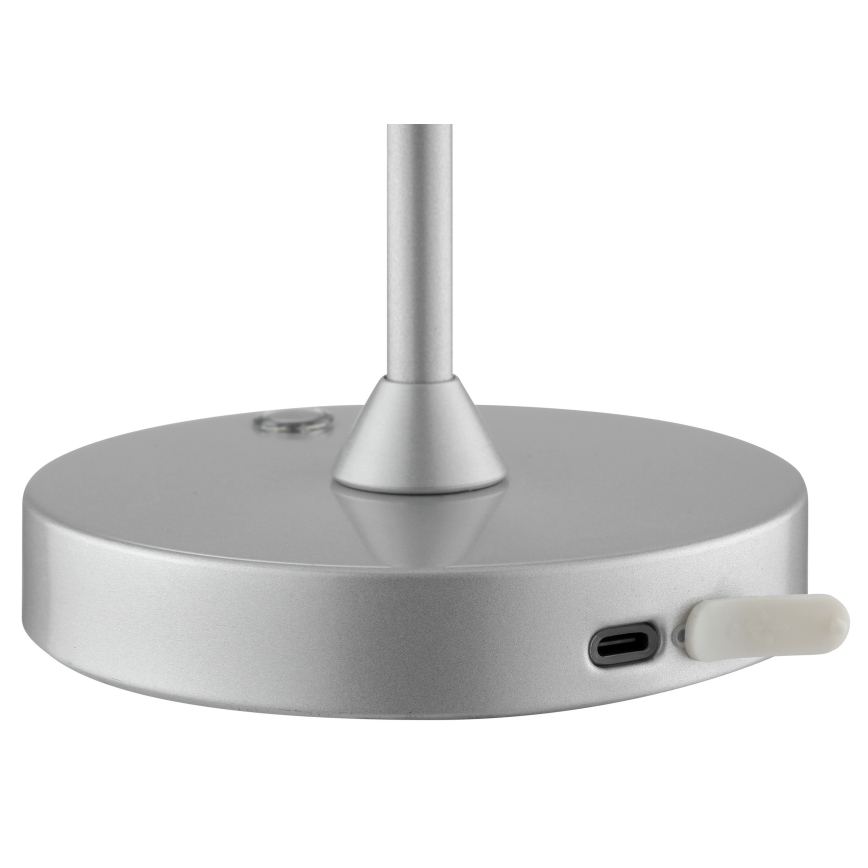 Brilliant - LED, dimmbar, wiederaufladbar, berührungsgesteuerte Außen-Tischleuchte ELORA LED/2,5W/5V 2700K 2600 mAh IP44 silber