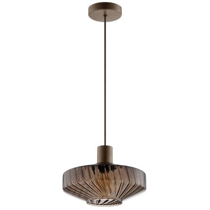 Brilliant - Hängeleuchte LYN an Kabel, 1xE27/20W/230V, Ø 28 cm, braun/rauchbraun