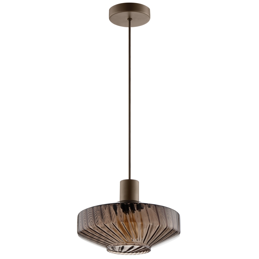 Brilliant - Hängeleuchte LYN an Kabel, 1xE27/20W/230V, Ø 28 cm, braun/rauchbraun