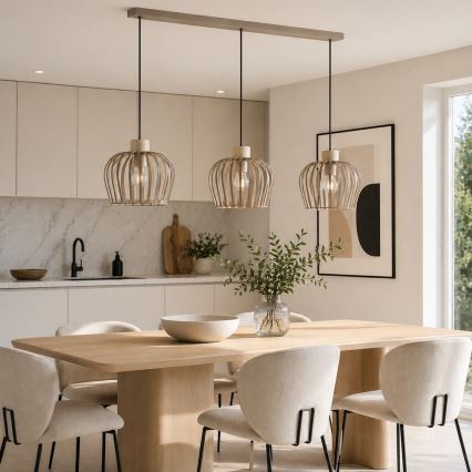Brilliant - Hängeleuchte NORDIC CAGE 3xE27/20W/230V, beige