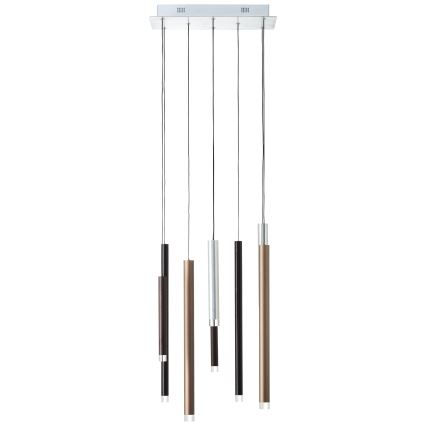 Brilliant - dimmbare LED-Pendelleuchte CEMBALO an Stahlseil LED/32W/230V matt-chrom/schwarz/braun