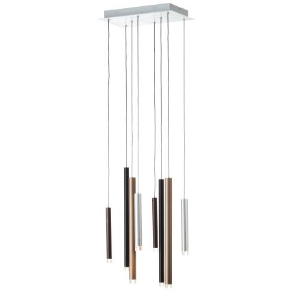 Brilliant - dimmbare LED-Pendelleuchte CEMBALO an Stahlseil LED/32W/230V matt-chrom/schwarz/braun
