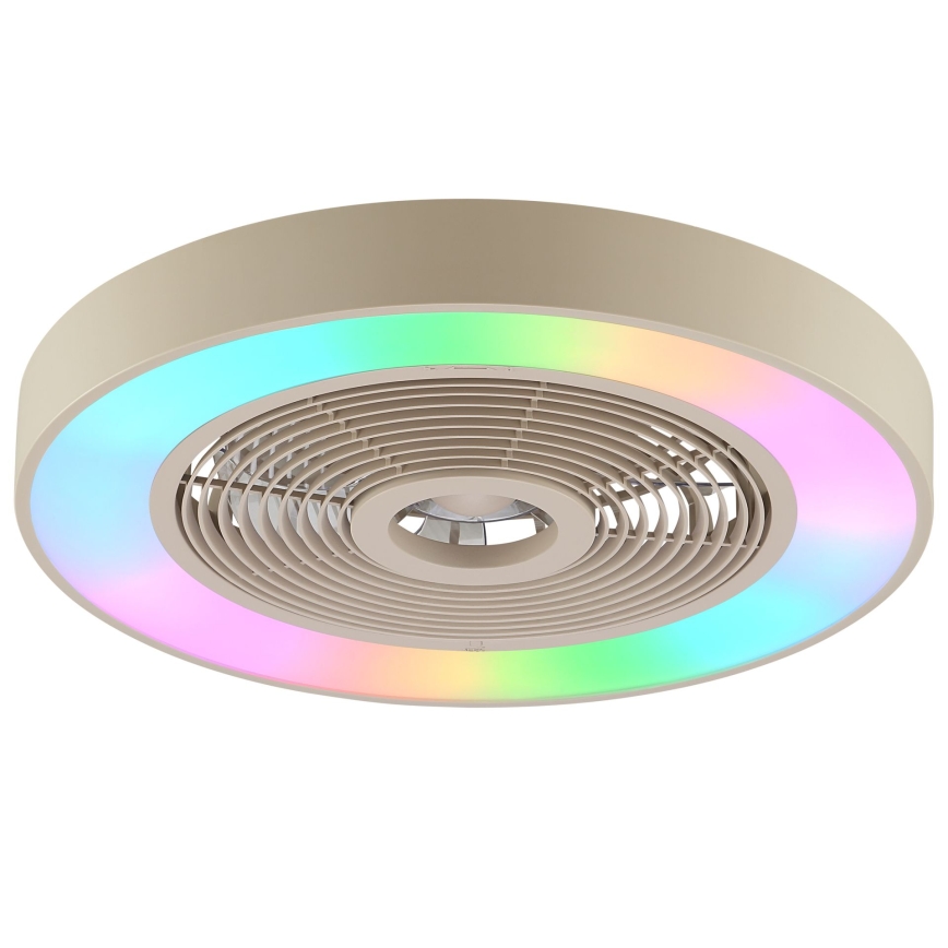 Brilliant - LED RGBW dimmbare Deckenleuchte mit Ventilator CATANIA, LED/37 W/230 V, 2700–6500 K, Ø 48,6 cm, beige + Fernbedienung