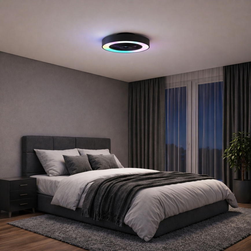Brilliant - LED RGBW dimmbare Deckenleuchte mit Ventilator CATANIA LED/37W/230V 2700-6500K Ø 48,6 cm schwarz + Fernbedienung