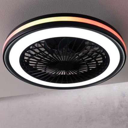 Brilliant - LED RGBW dimmbare Deckenleuchte mit Ventilator PALMERO LED/40W/230V 2700-6500K Ø 46,6 cm beige + Fernbedienung