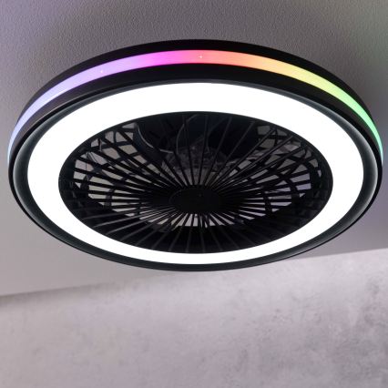 Brilliant - LED RGBW dimmbare Deckenleuchte mit Ventilator PALMERO LED/40W/230V 2700-6500K Ø 46,6 cm beige + Fernbedienung