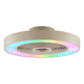 Brilliant - LED RGBW dimmbare Deckenleuchte mit Ventilator CATANIA, LED/37 W/230 V, 2700–6500 K, Ø 48,6 cm, beige + Fernbedienung