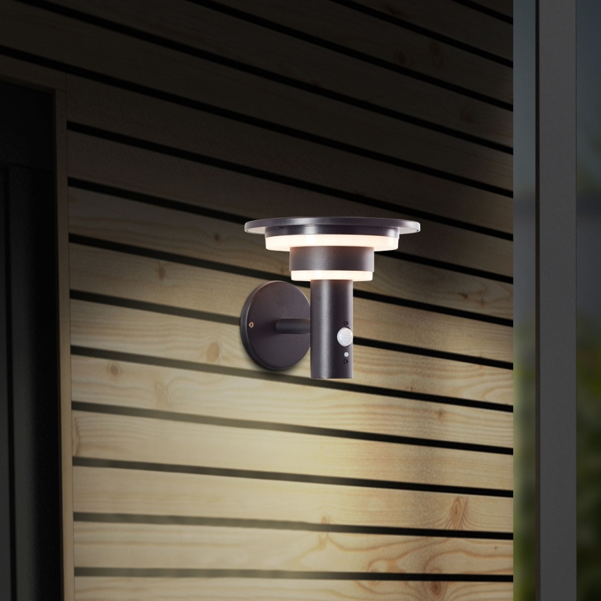 Brilliant - LED-Solarwandleuchte mit Sensor GARVINA LED/3W/3,7V IP44 schwarz
