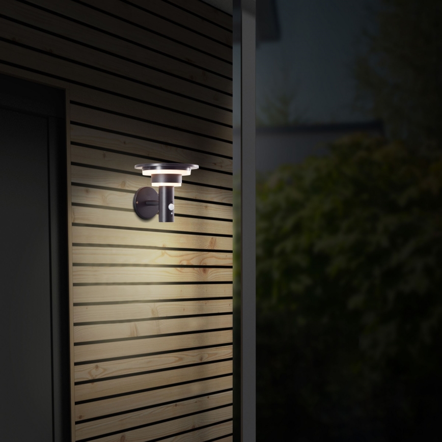 Brilliant - LED-Solarwandleuchte mit Sensor GARVINA LED/3W/3,7V IP44 schwarz