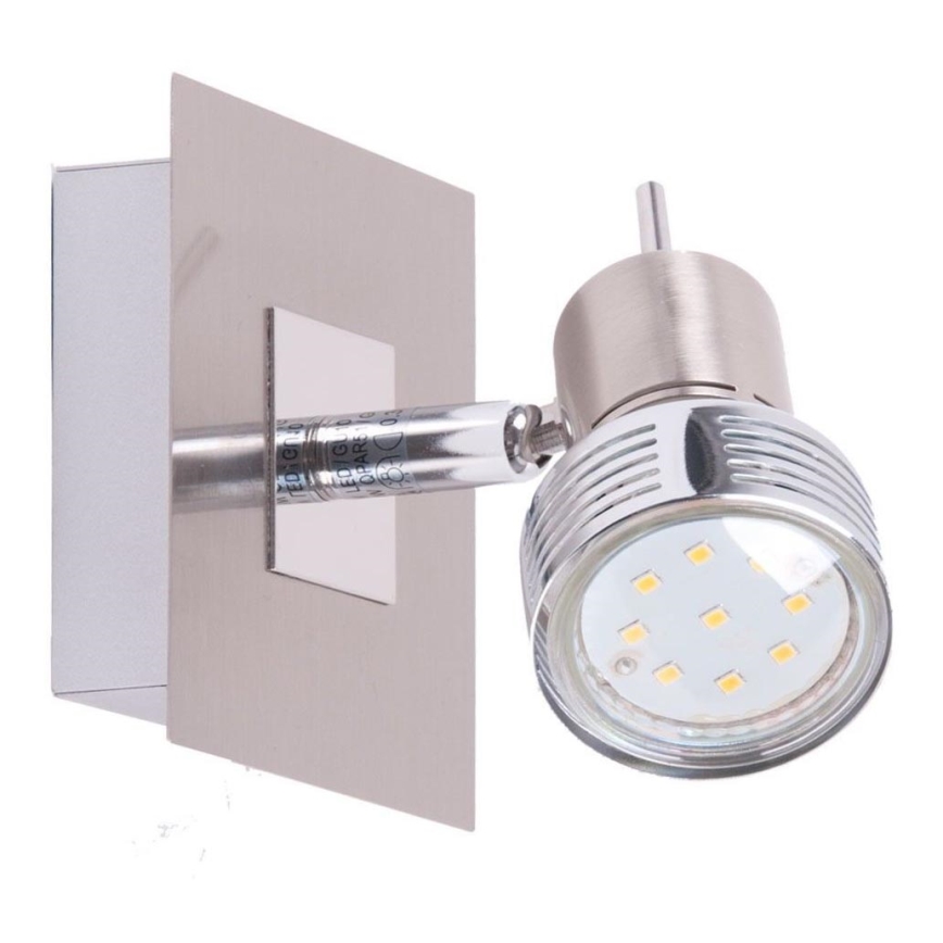 Spot Mural Wesley 1 LED BRILLIANT - Fer/chrome, Tête Pivotante, Lampe GU10 5W Incluse (380lm, 3000K) - Éclairage Directionnel élégant