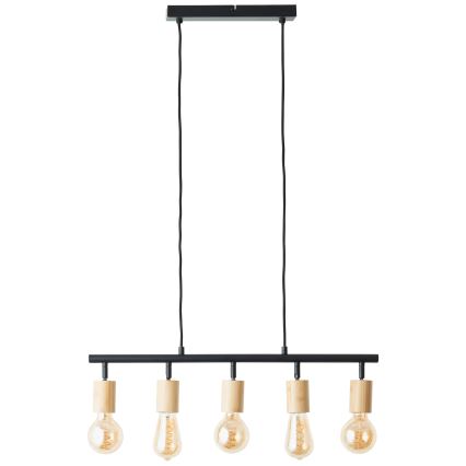 Brilliant - Pendelleuchte an Kabel 5xE27/28W/230V schwarz/Bambus