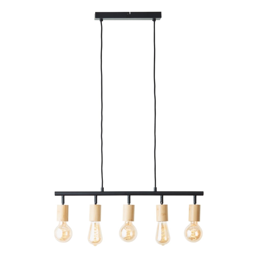 Brilliant - Pendelleuchte an Kabel TIFFANY 5xE27/28W/230V schwarz/Bambus