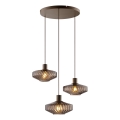 Brilliant - Pendelleuchte an Stahlseil LYN 3xE27/20W/230V Ø 69 cm braun/rauchbraun