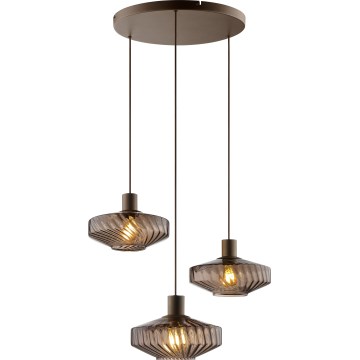 Brilliant - Pendelleuchte an Stahlseil LYN 3xE27/20W/230V Ø 69 cm braun/rauchbraun