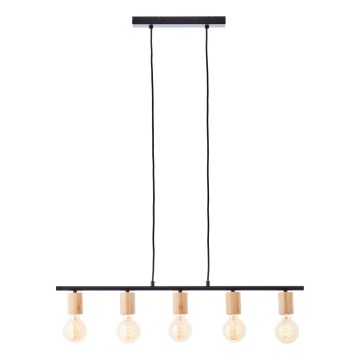Brilliant - Pendelleuchte KERRY an Seil 5xE27/40W/230V schwarz/Bambus