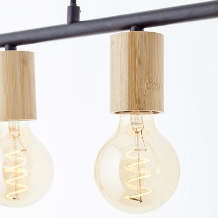 Brilliant - Pendelleuchte KERRY an Seil 5xE27/40W/230V schwarz/Bambus