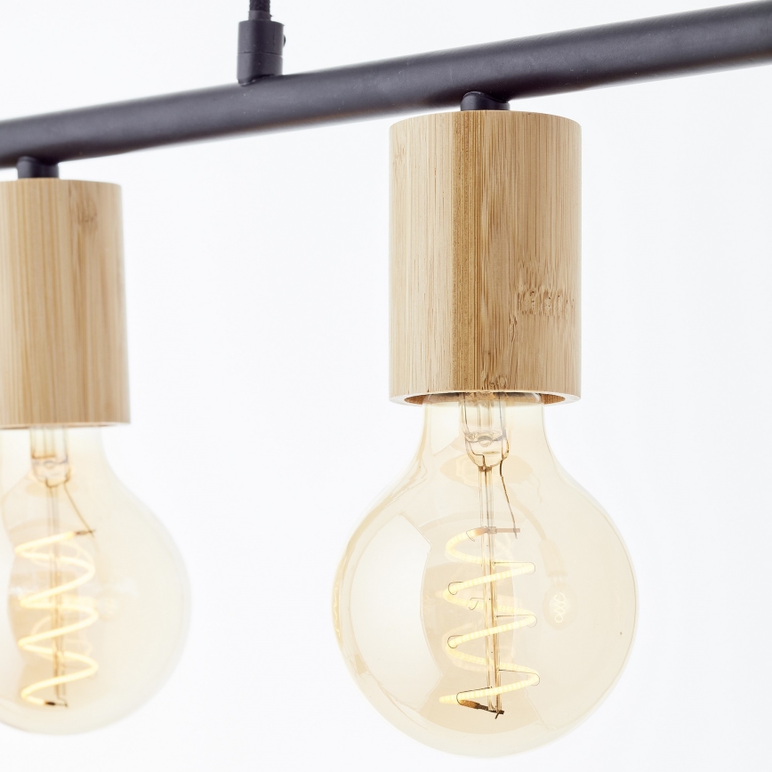 Brilliant - Pendelleuchte KERRY an Seil 5xE27/40W/230V schwarz/Bambus