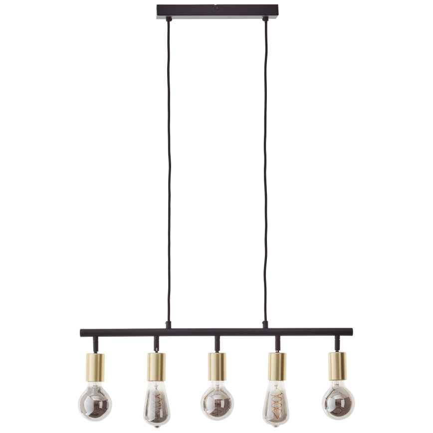 Brilliant - Pendelleuchte mit Kabel TIFFANY 5xE27/28W/230V schwarz/Messing