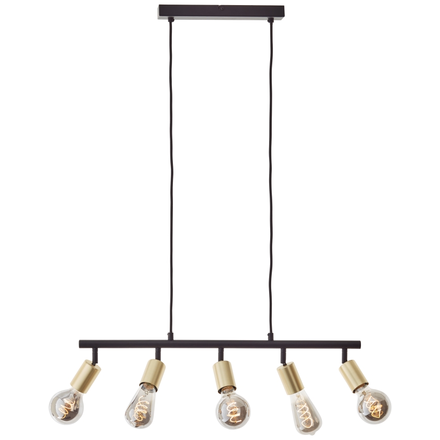 Brilliant - Pendelleuchte mit Kabel TIFFANY 5xE27/28W/230V schwarz/Messing