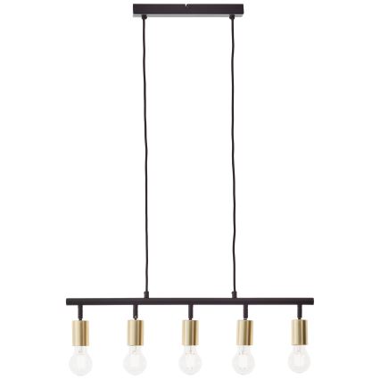 Brilliant - Pendelleuchte mit Kabel TIFFANY 5xE27/28W/230V schwarz/Messing