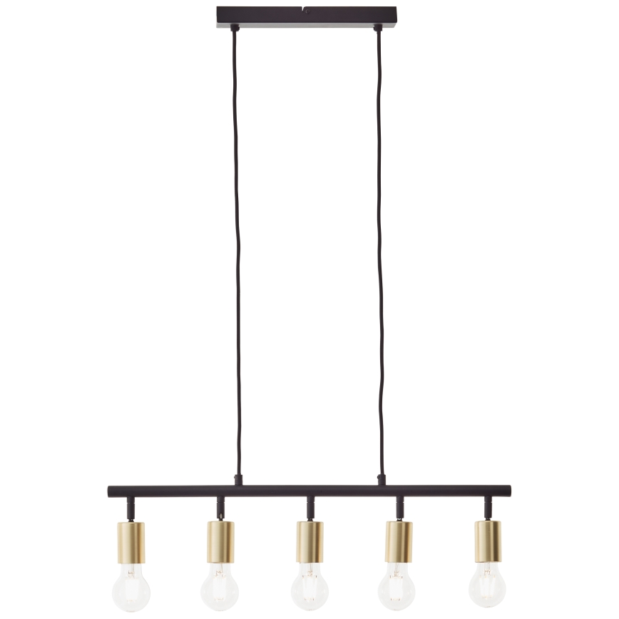 Brilliant - Pendelleuchte mit Kabel TIFFANY 5xE27/28W/230V schwarz/Messing